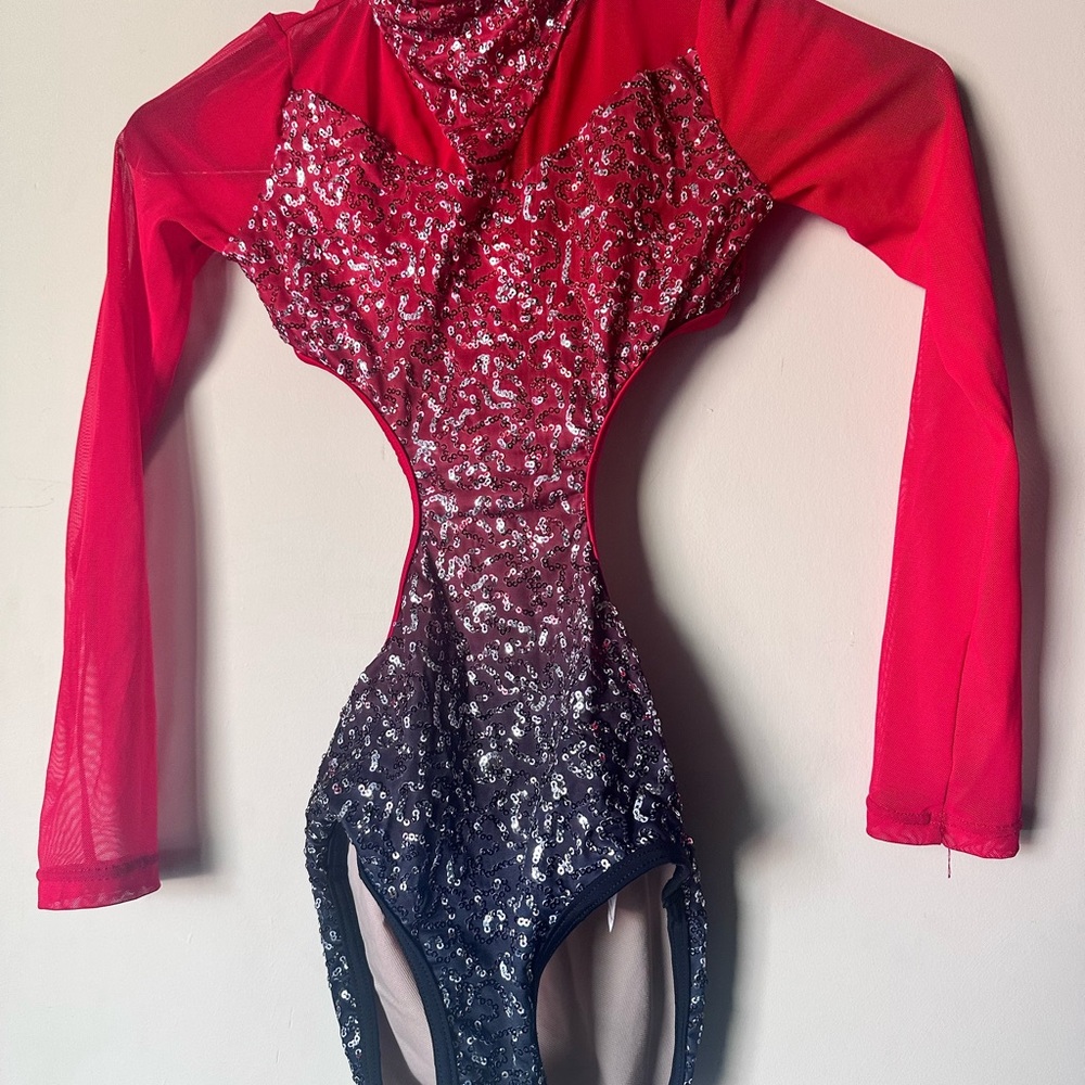 Weissman Red and Black Sequin Leotard